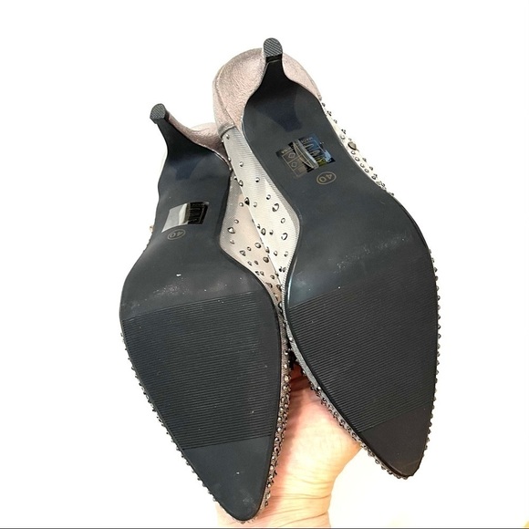 Bedazzled mesh gunmetal 2” kitten heels - Picture 9 of 12